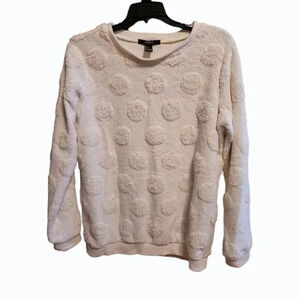 Forever 21 Fuzzy Furry Raised Polka Dot Sweater Size  Cream Color